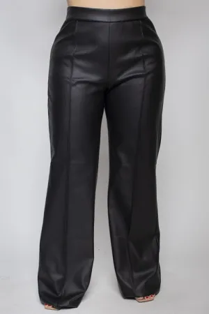 vegan leather wide leg pants-curvy