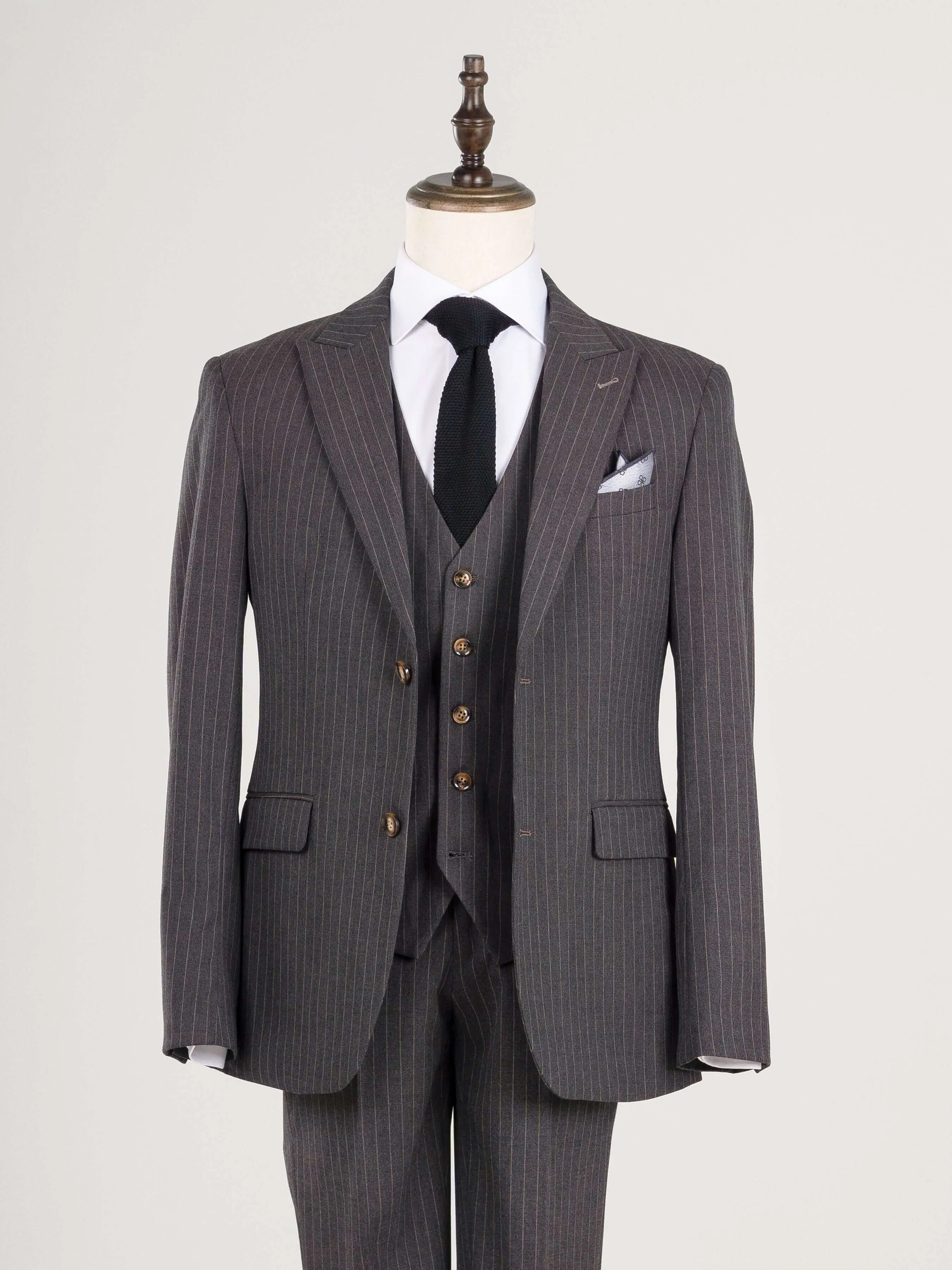 Vest - Dark Grey with Brown Pinstripes