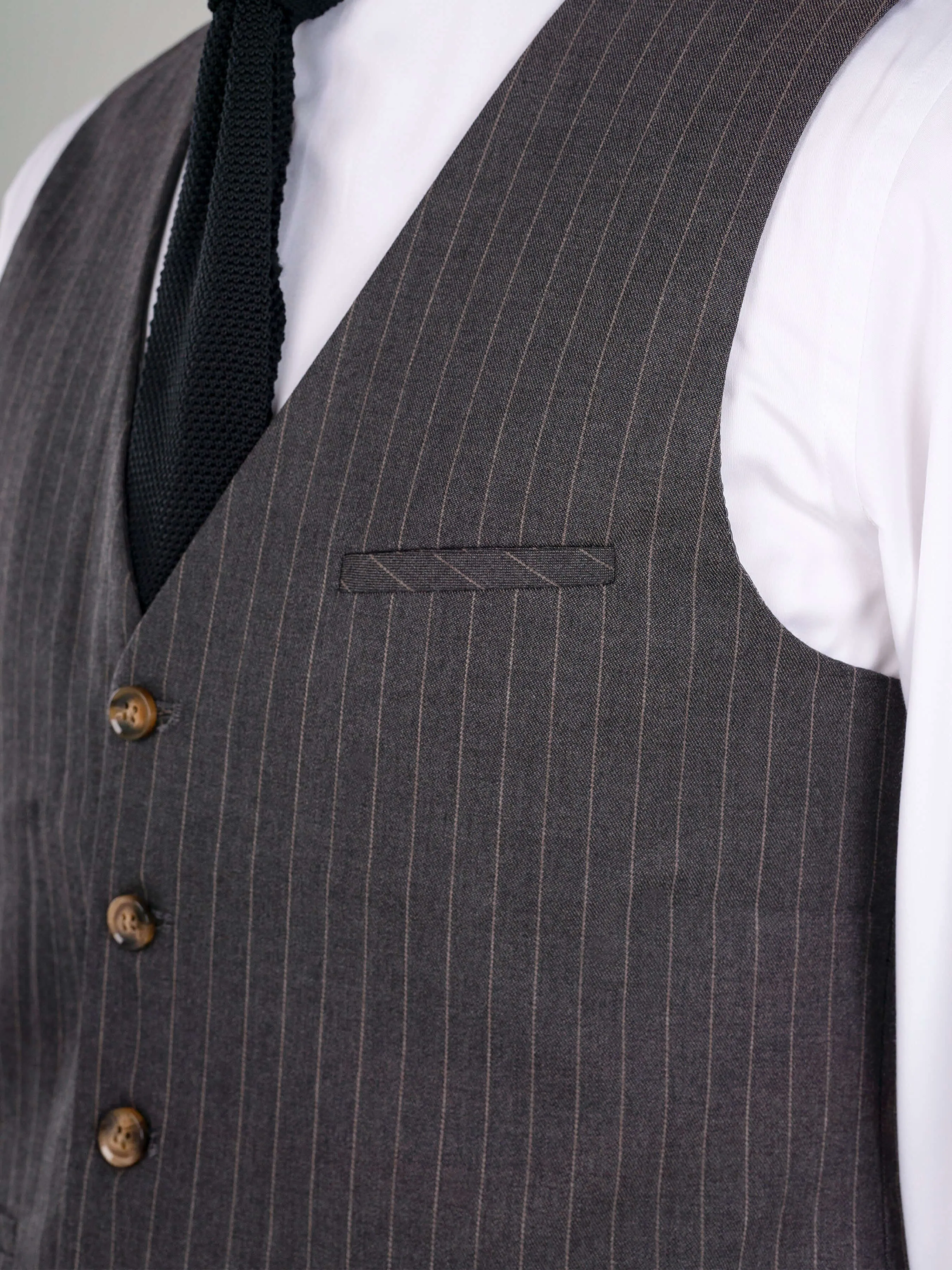 Vest - Dark Grey with Brown Pinstripes