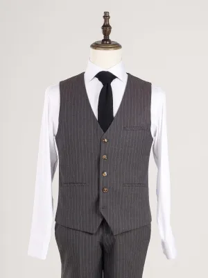 Vest - Dark Grey with Brown Pinstripes