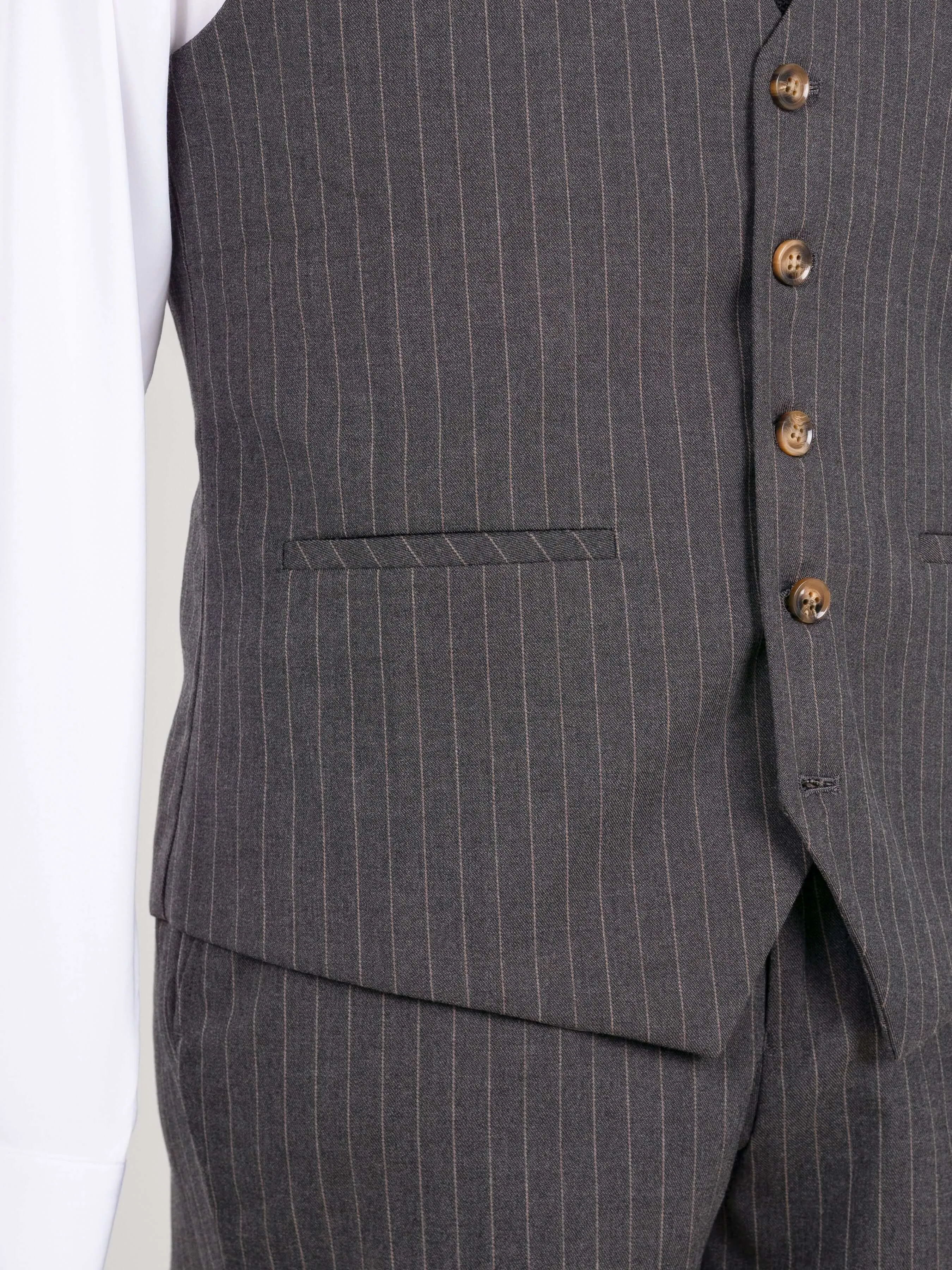 Vest - Dark Grey with Brown Pinstripes