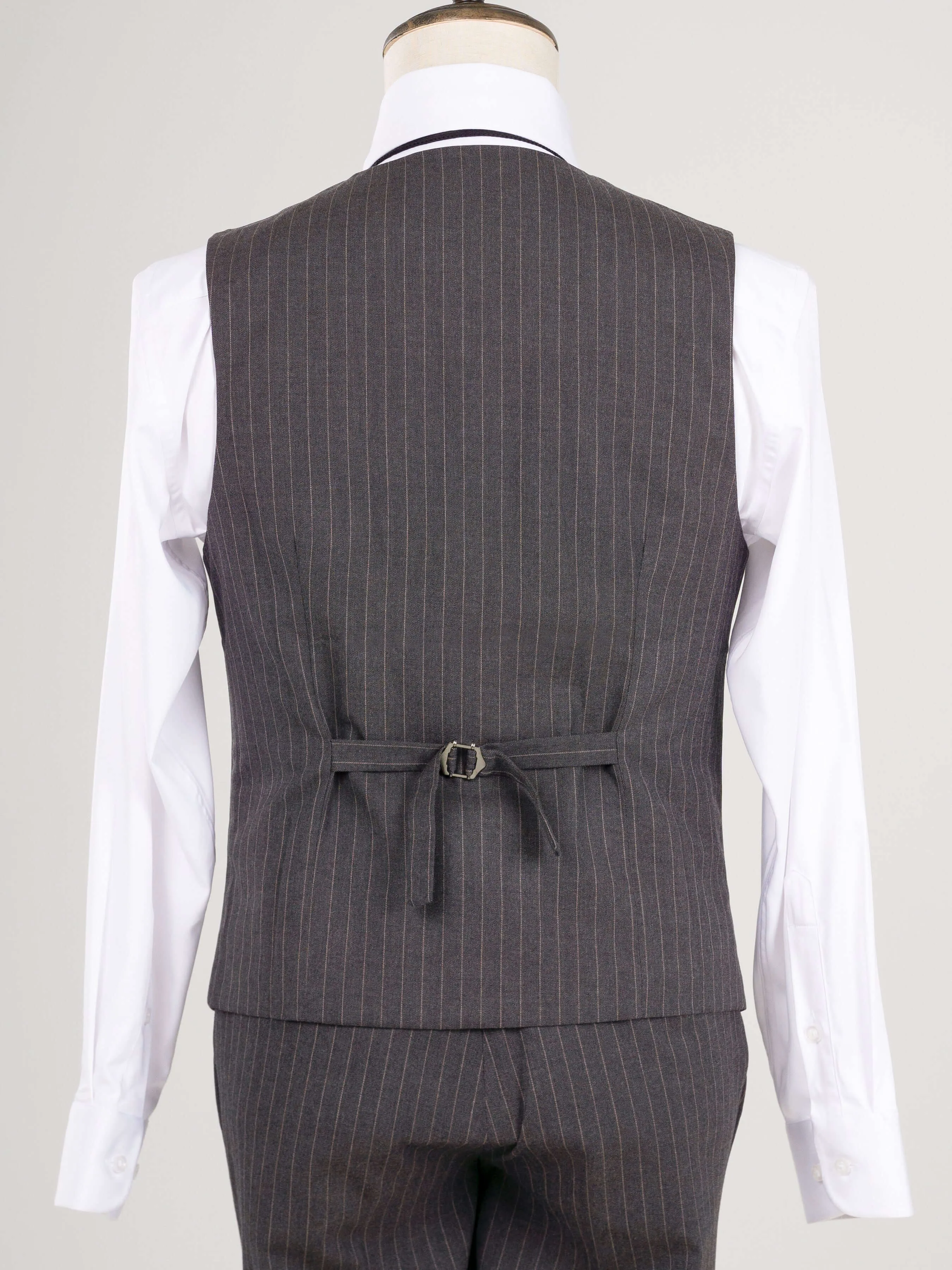 Vest - Dark Grey with Brown Pinstripes