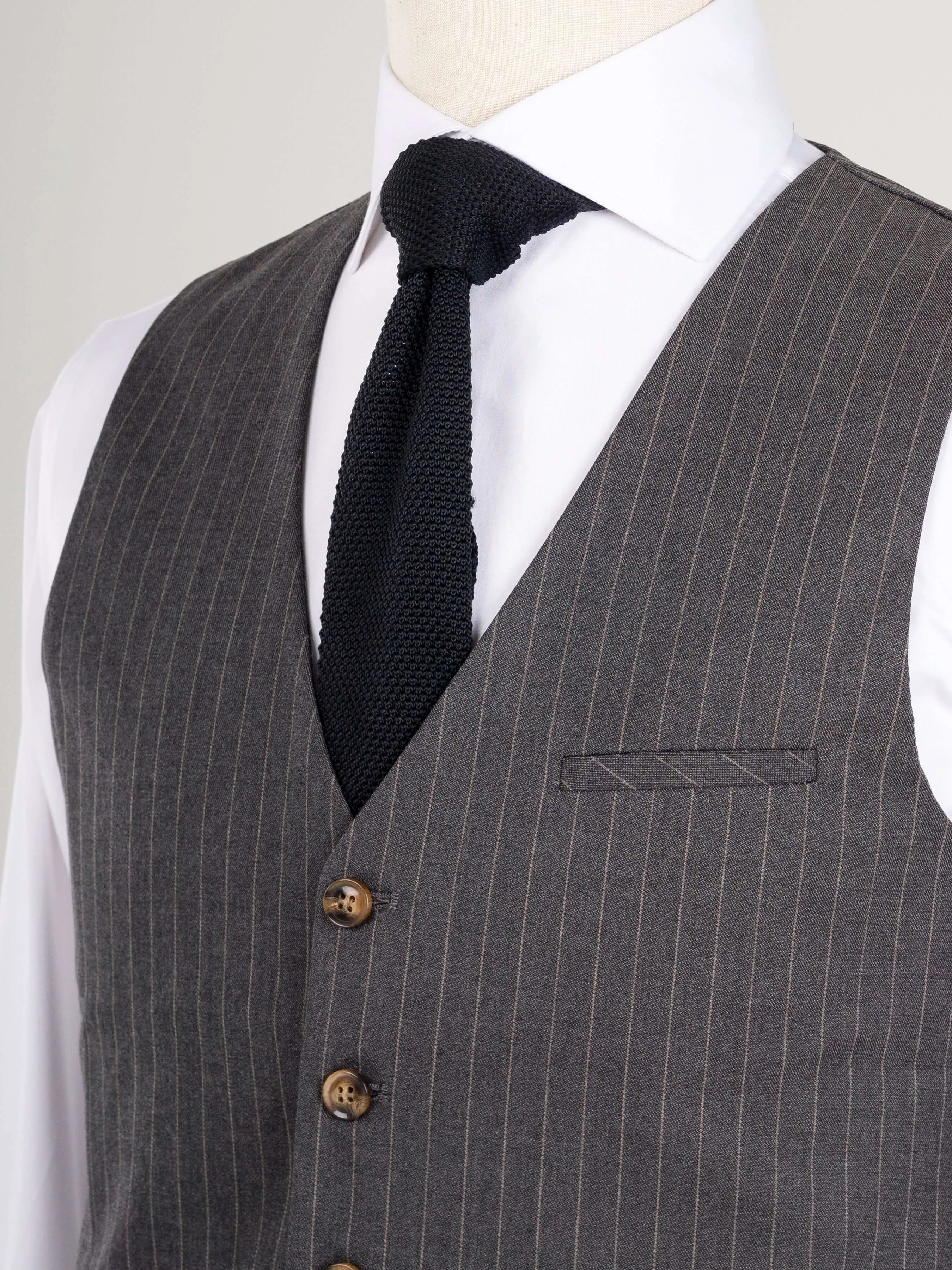 Vest - Dark Grey with Brown Pinstripes