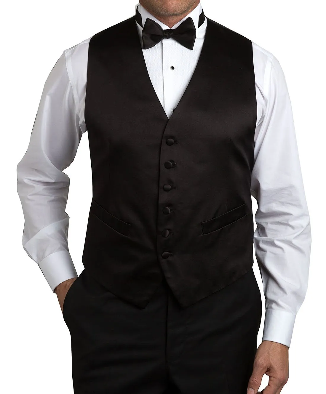 VT100001 | Black Satin Formal Vest