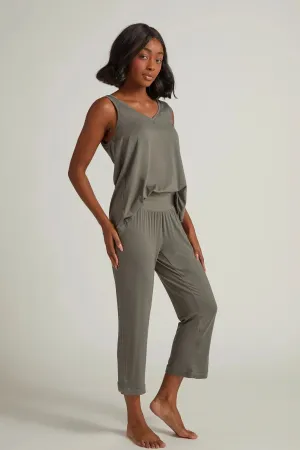 Wide-Leg Capri- Earl Grey