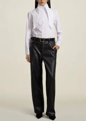 Wide Leg Column Jeans, Black Leather