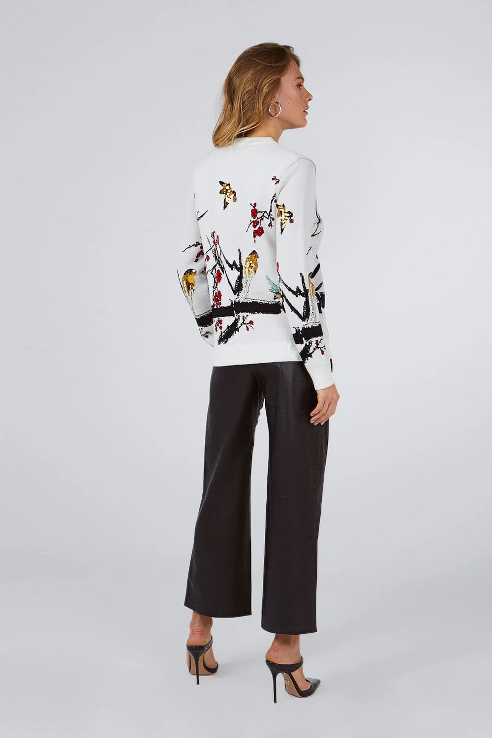 WIDE-LEG CROP LEATHER PANTS BLACK
