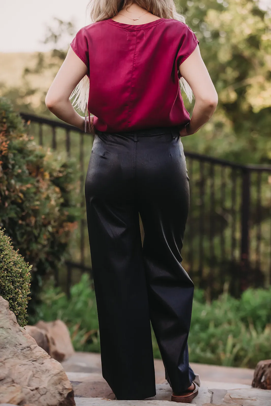 Wide Leg Faux Leather Pant