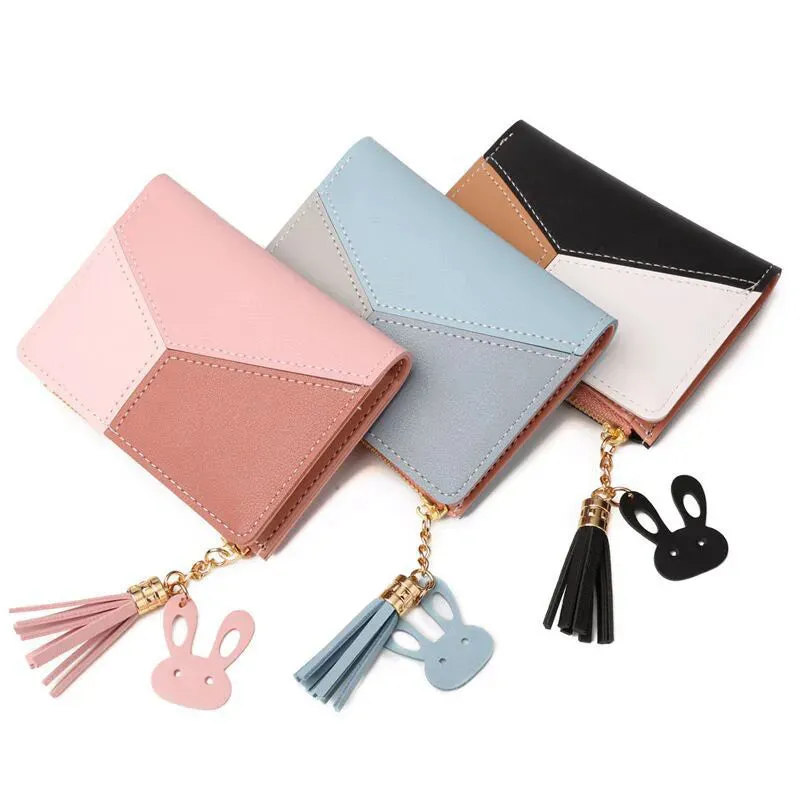 Women's PU Leather Wallet Women's Purse Card Holder Foldable Portable Lady Coin Purses