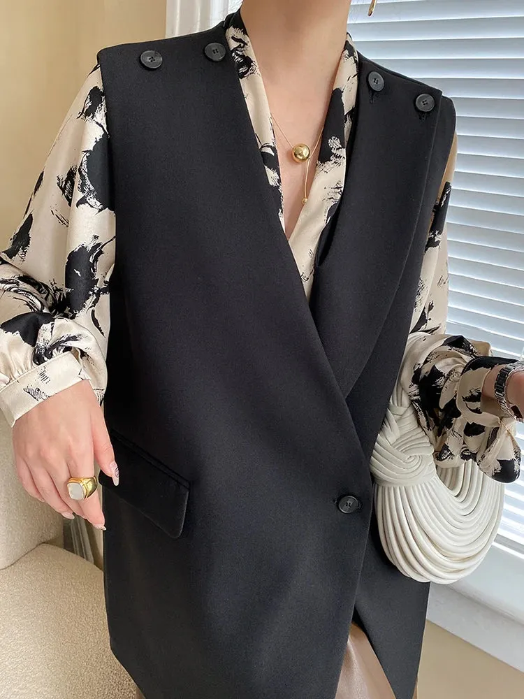 Women's Vest Irregular Design Vest Waistcoat Single Button Casual Loose Oversized Vests