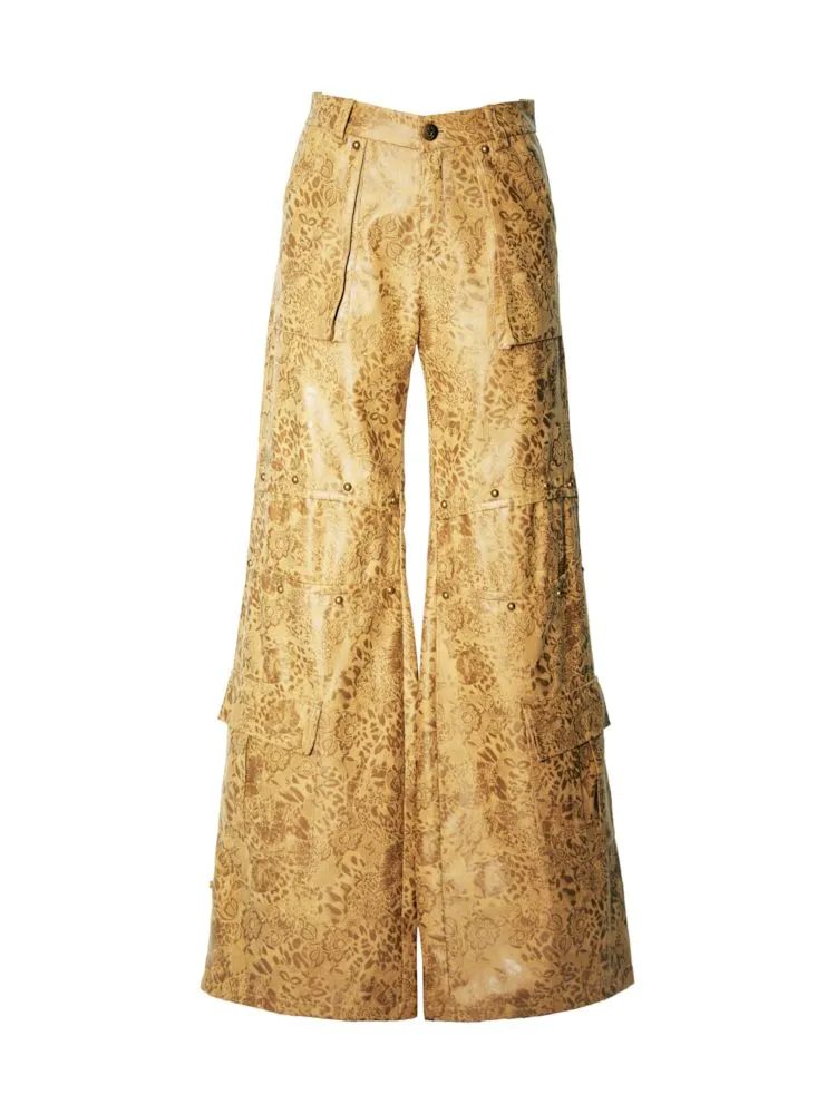 Work Wide Leg Leather Pants【s0000006262】