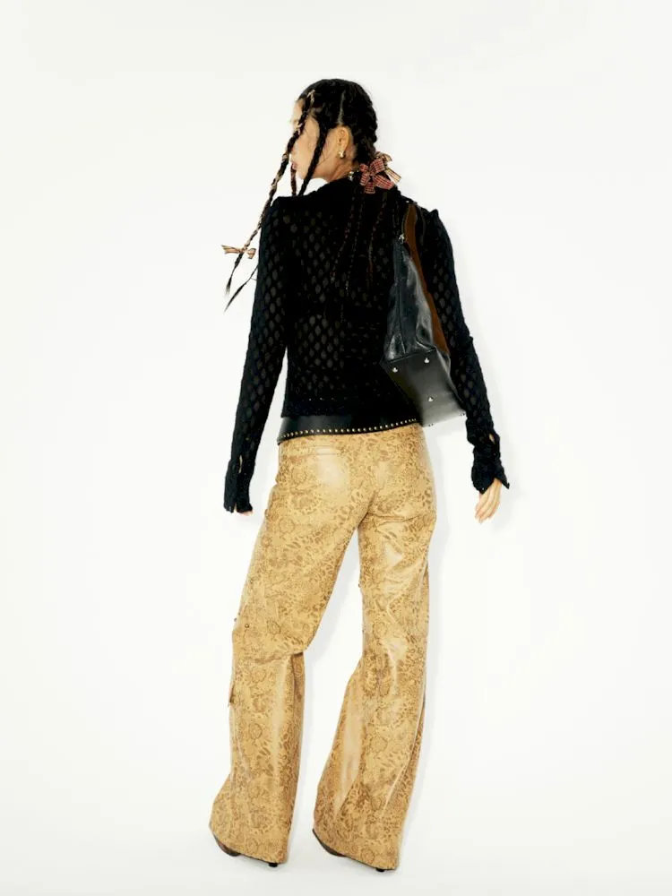 Work Wide Leg Leather Pants【s0000006262】