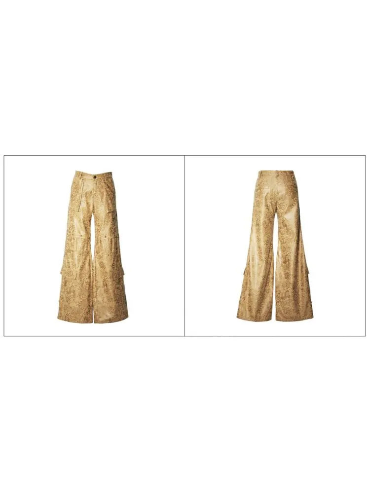 Work Wide Leg Leather Pants【s0000006262】