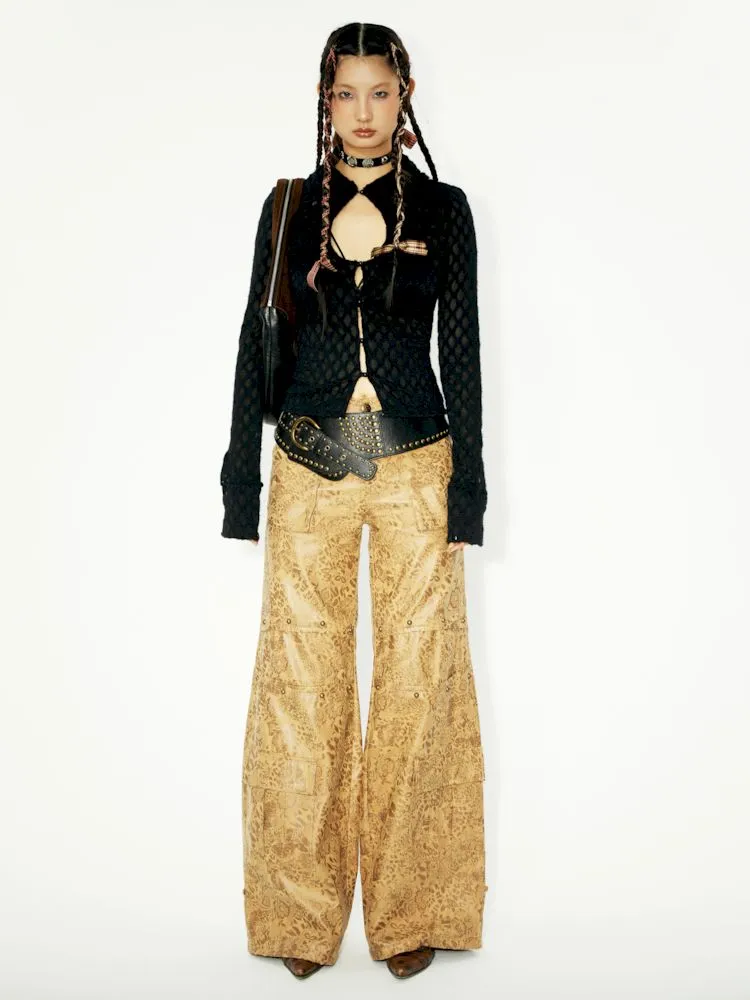 Work Wide Leg Leather Pants【s0000006262】