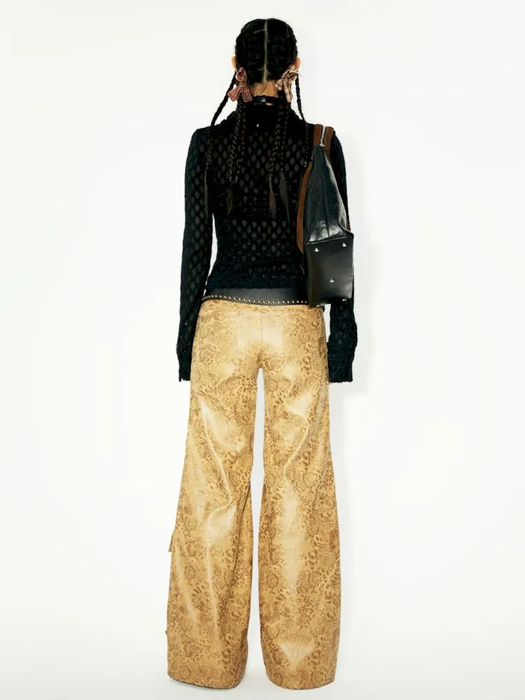Work Wide Leg Leather Pants【s0000006262】