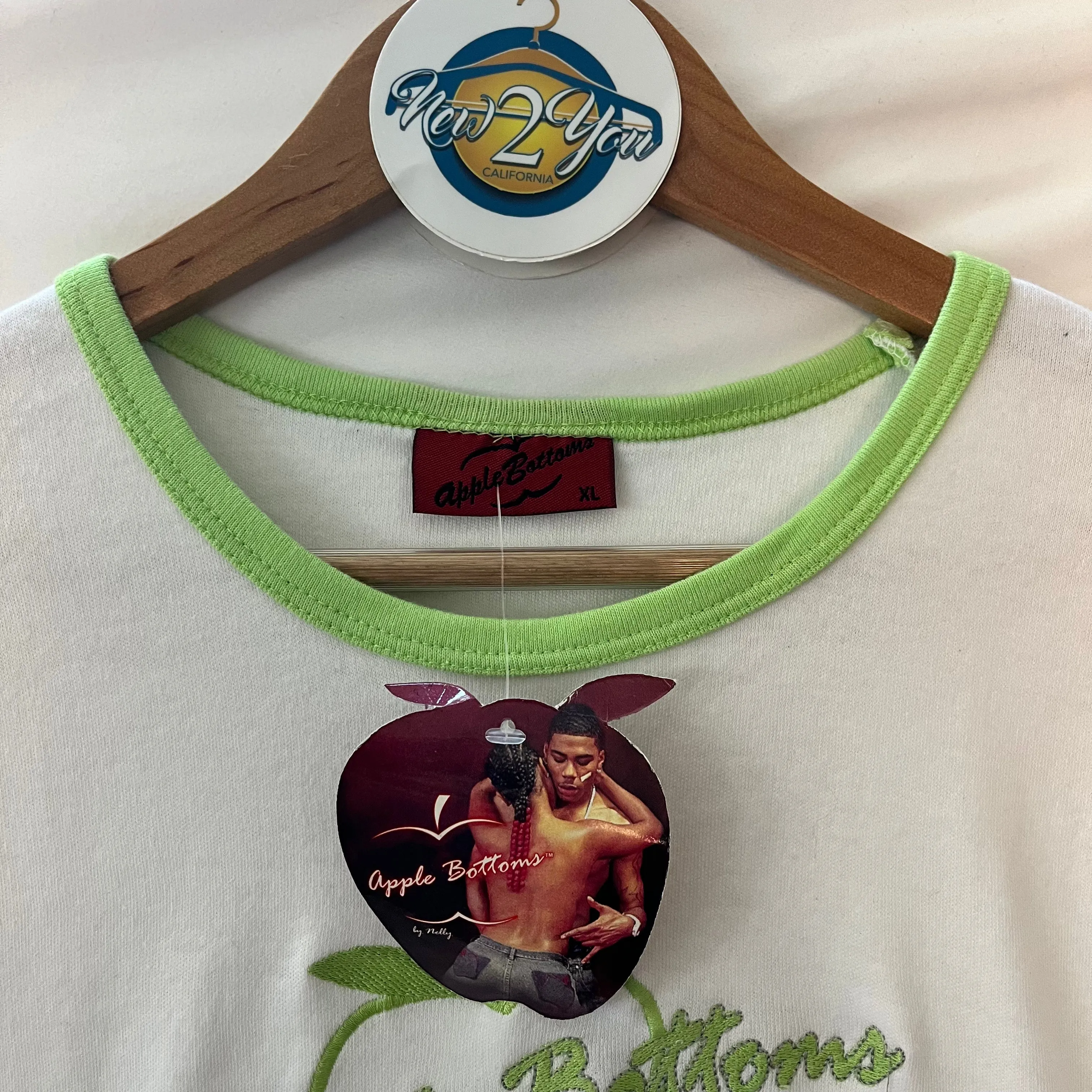 Y2K Apple Bottoms Embroidered White Tee - Deadstock