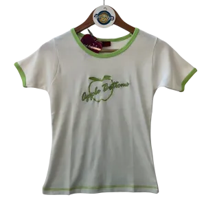 Y2K Apple Bottoms Embroidered White Tee - Deadstock