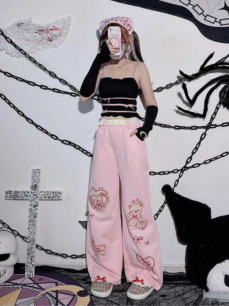 Y2K Embroidered Casual Pants UB99044