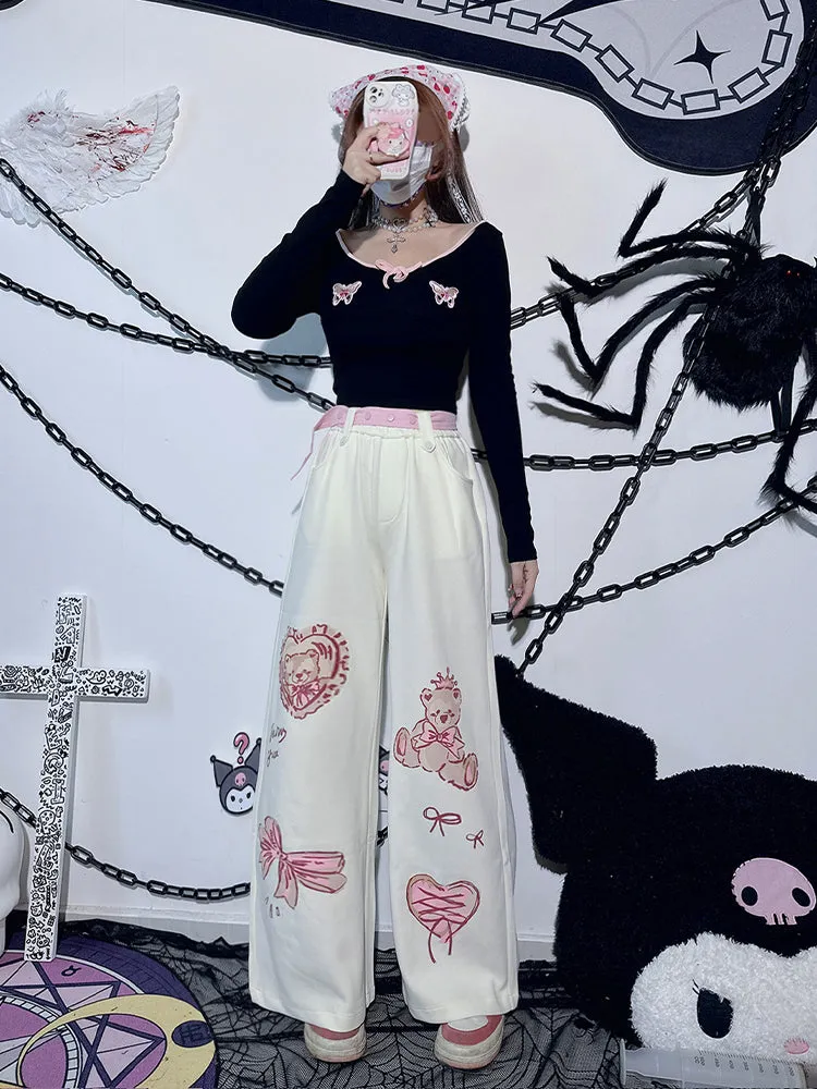 Y2K Embroidered Casual Pants UB99044