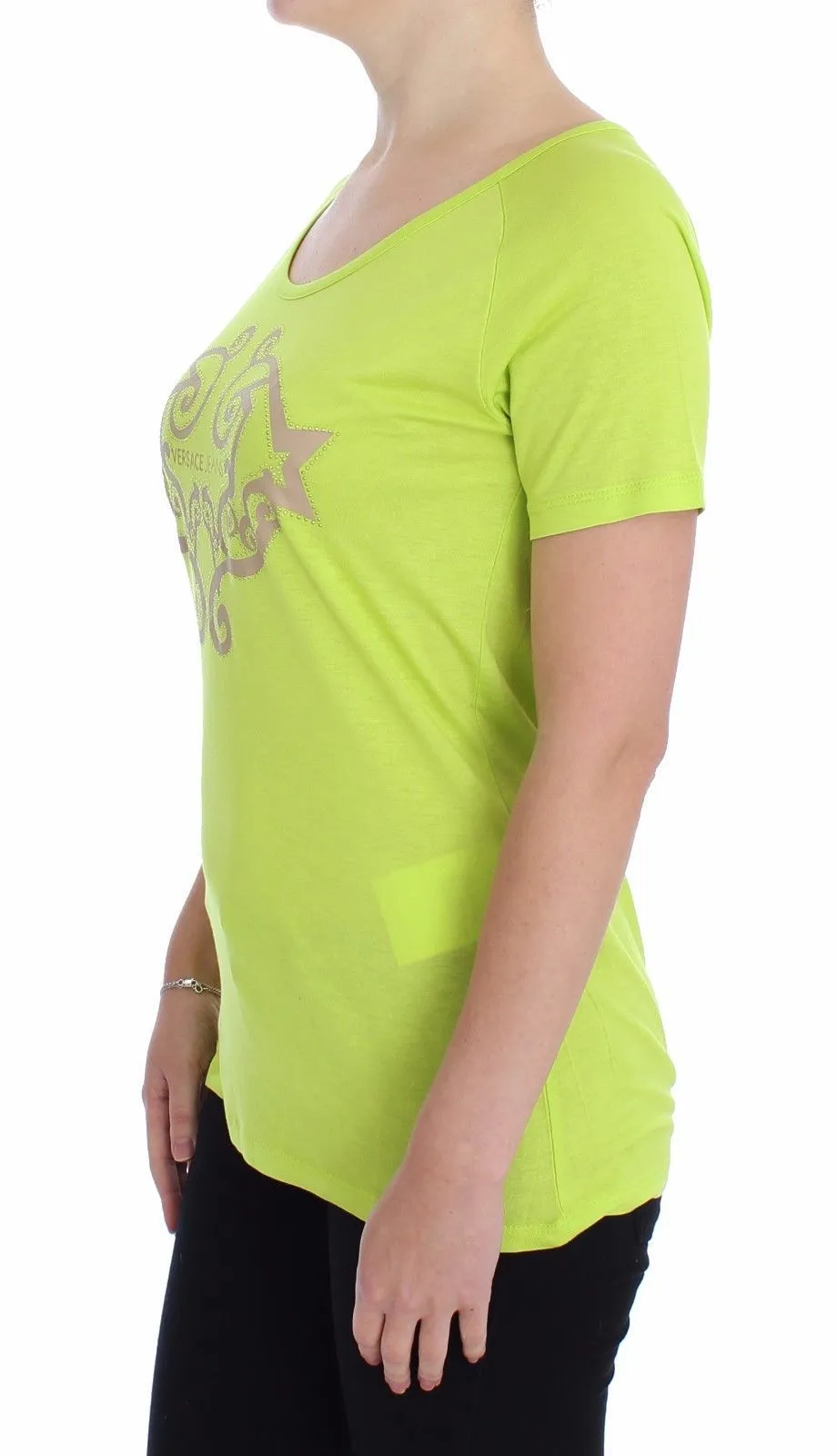 Yellow Crew-neck Studded T-shirt