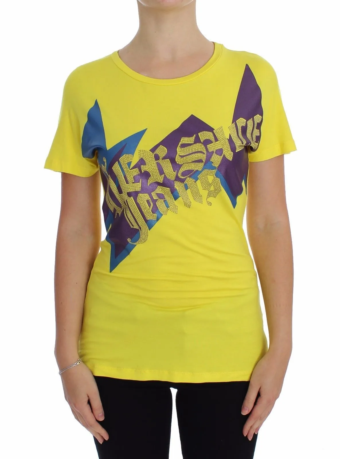 Yellow Crewneck Studded T-shirt
