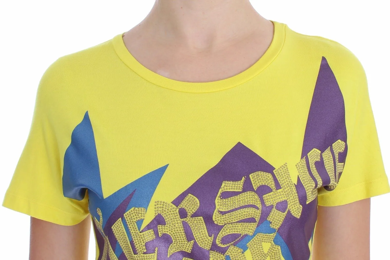 Yellow Crewneck Studded T-shirt