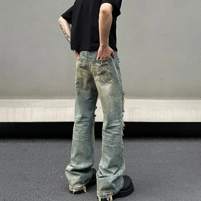 Yellow Mud Ripped Jeans