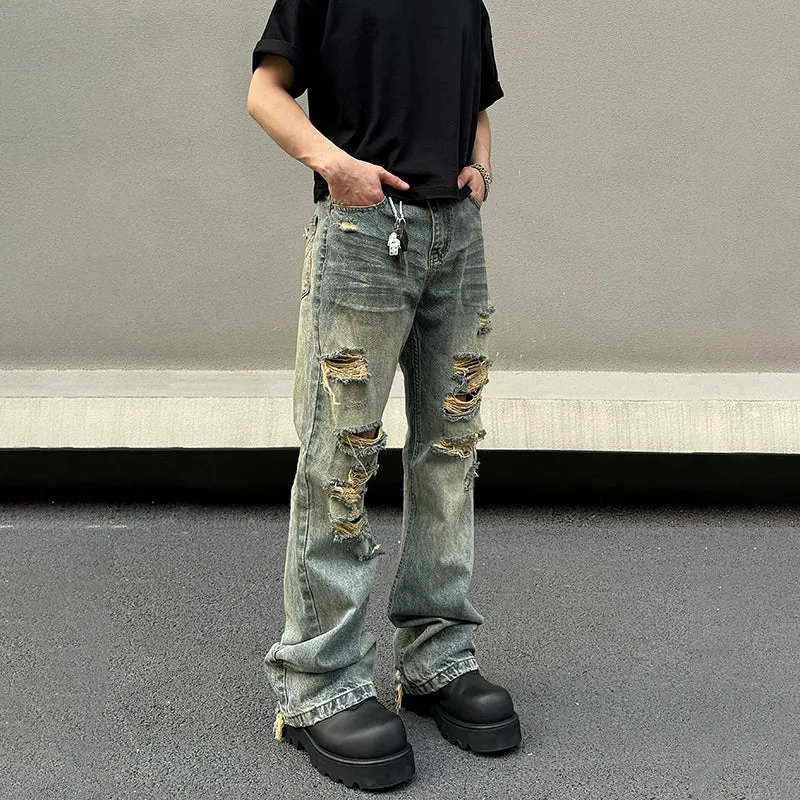 Yellow Mud Ripped Jeans