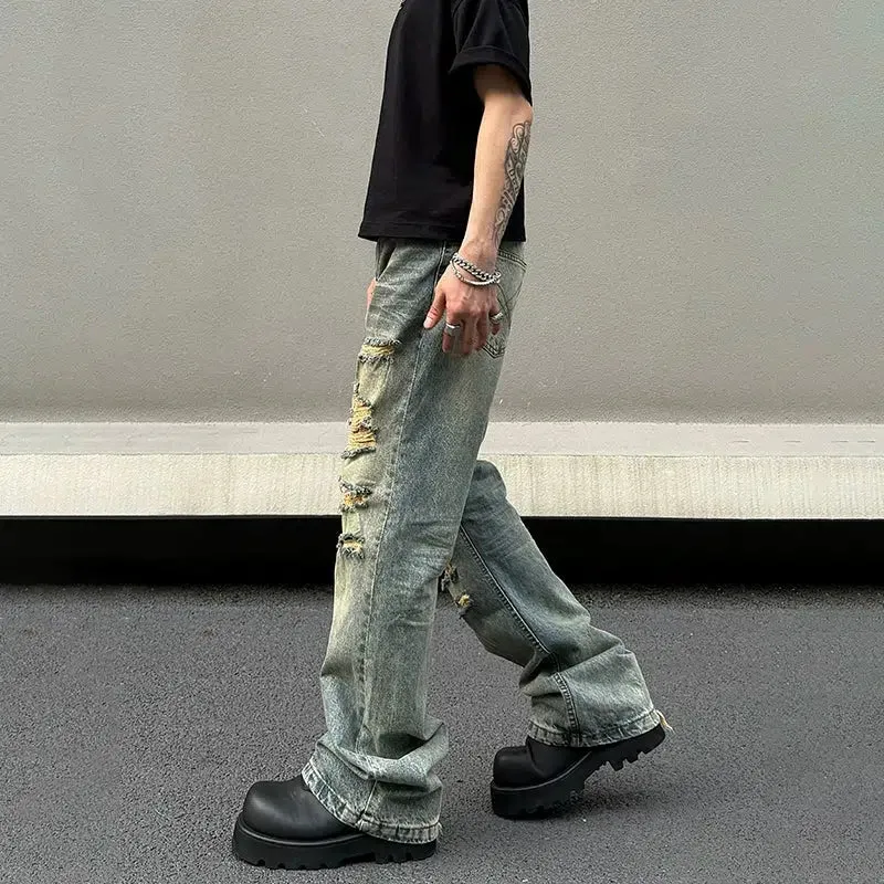 Yellow Mud Ripped Jeans
